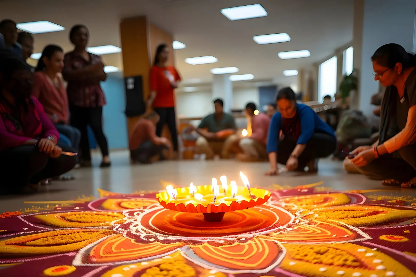 Ethnic Diversity at Diwali Office Celebrations